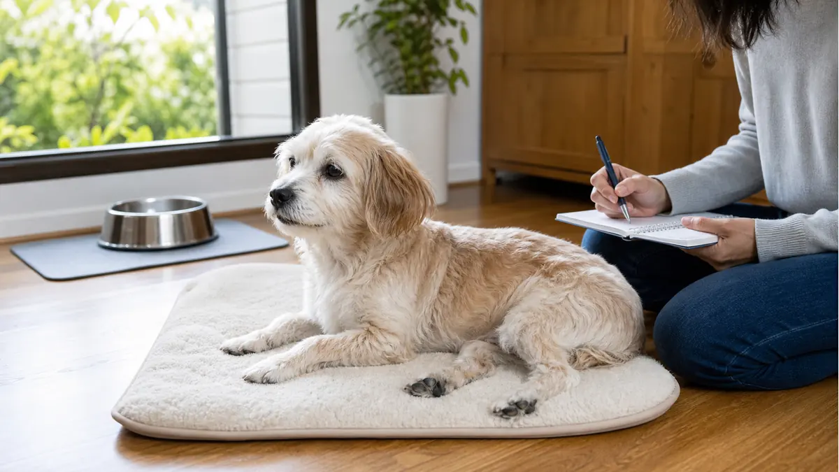 咳の回数やきっかけをメモしながら犬を静かに休ませる様子